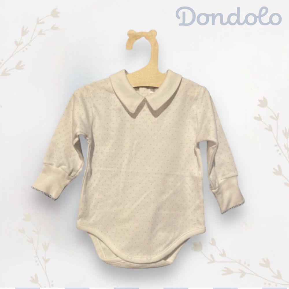 Dondolo Layette Collection Polka Dot Peter Pan Long Sleeve Romper